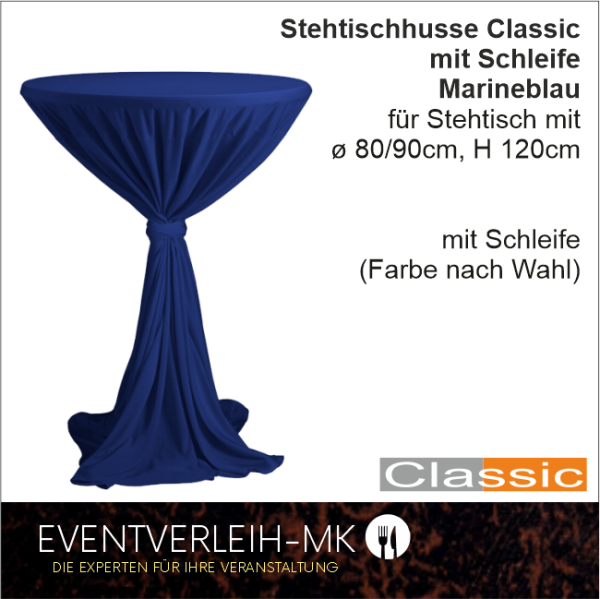 Stehtischhusse marineblau mit Schleife - INKL. REINIGUNG & BÜGELN